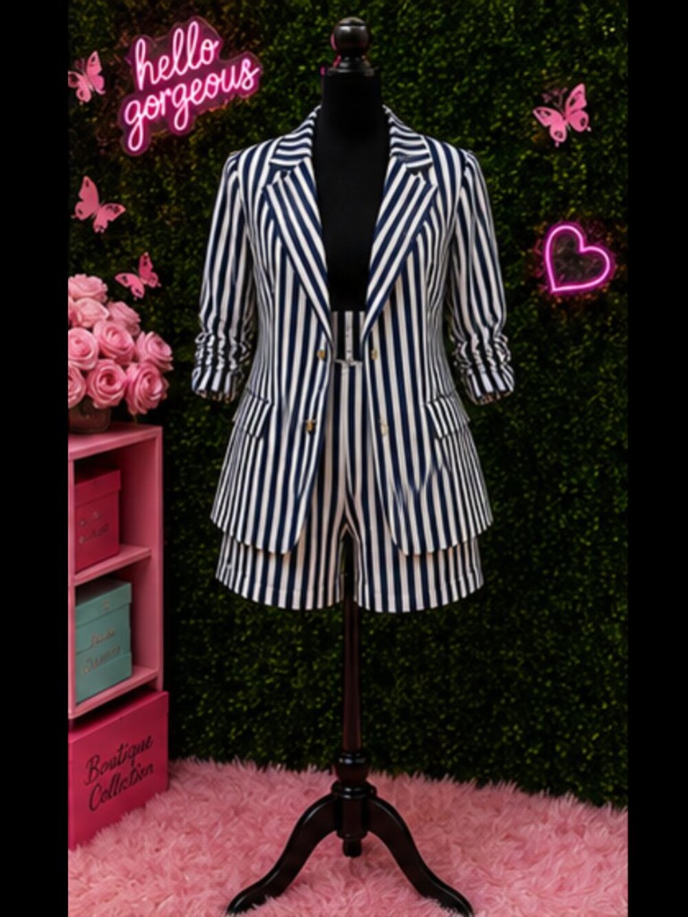 🤍 STRIPED BLAZER SET